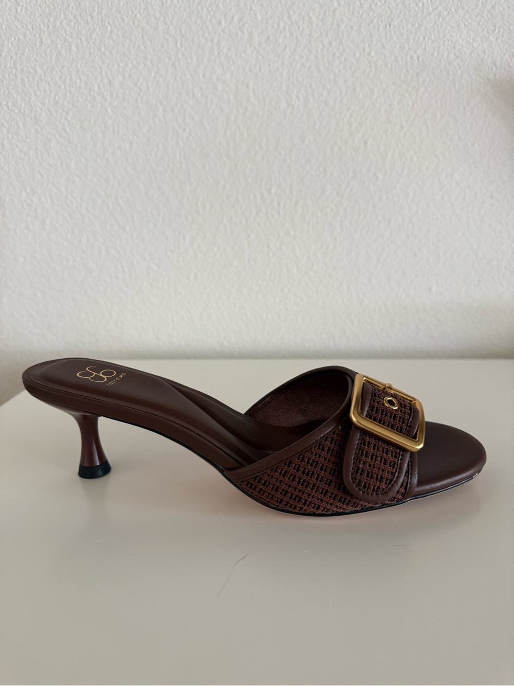 Women’s Brown Kitten Heel Sandals with Buckle - Picture 7 of 7